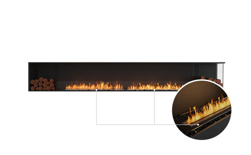 Ecosmart Fire Flex 140RC.BX2 Right Corner Fireplace Insert - Black Finish / Black Burner - ESF.FX.140RC.BX2.B