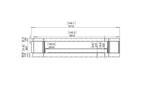 Ecosmart Fire Flex 140RC.BX2 Right Corner Fireplace Insert - Black Finish / Stainless Steel Burner - ESF.FX.140RC.BX2