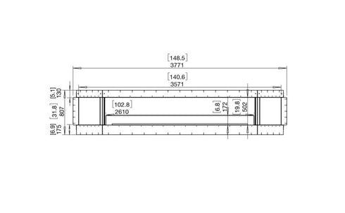 Ecosmart Fire Flex 140SS.BX2 Single Sided Fireplace Insert - Black Finish / Stainless Steel Burner - ESF.FX.140SS.BX2