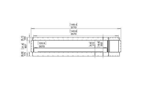 Ecosmart Fire Flex 140SS.BXR Single Sided Fireplace Insert - Black Finish / Stainless Steel Burner - ESF.FX.140SS.BXR