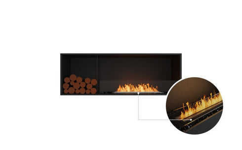 Ecosmart Fire Flex 60SS.BXL Single Sided Fireplace Insert - Black Finish / Black Burner - ESF.FX.60SS.BXL.B
