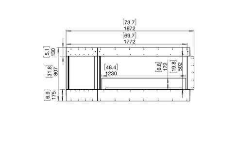 Ecosmart Fire Flex 68LC.BXL Left Corner Fireplace Insert - Black Finish / Stainless Steel Burner - ESF.FX.68LC.BXL