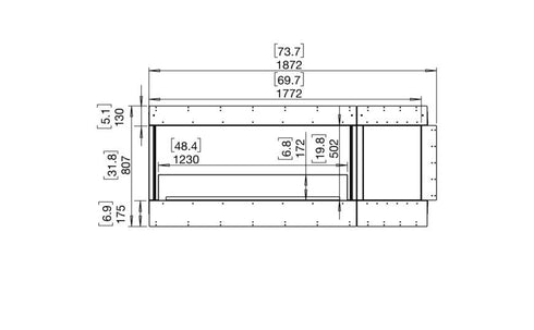 Ecosmart Fire Flex 68LC.BXR Left Corner Fireplace Insert - Black Finish / Stainless Steel Burner - ESF.FX.68LC.BXR
