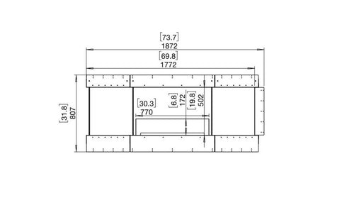 Ecosmart Fire Flex 68PN.BX2 Peninsula Fireplace Insert - Black Finish / Stainless Steel Burner - ESF.FX.68PN.BX2