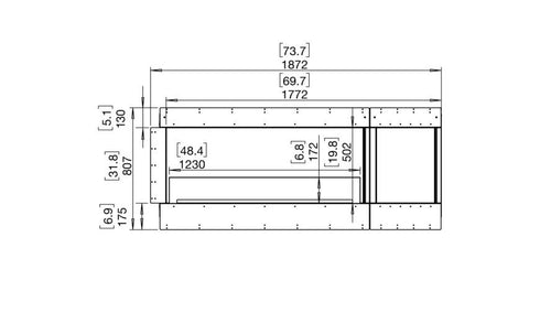 Ecosmart Fire Flex 68RC.BXR Right Corner Fireplace Insert - Black Finish / Black Burner - ESF.FX.68RC.BXR.B