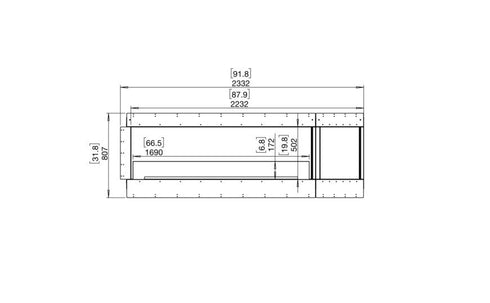 Ecosmart Fire Flex 86RC.BXR Right Corner Fireplace Insert - Black Finish / Stainless Steel Burner - ESF.FX.86RC.BXR