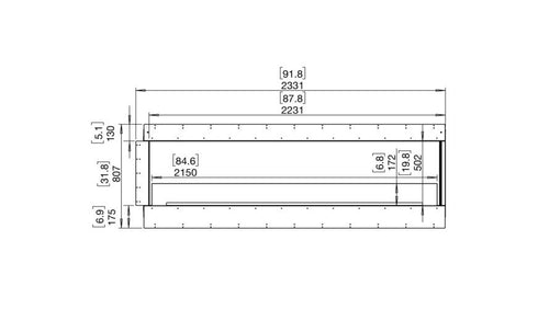 Ecosmart Fire Flex 86RC Right Corner Fireplace Insert - Black Finish / Stainless Steel Burner - ESF.FX.86RC