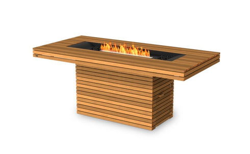 Ecosmart Fire Gin 90 (Bar) Fire Pit Table - Teak Finish / Black Burner - ESF.O.GIN.90.B.TN.B