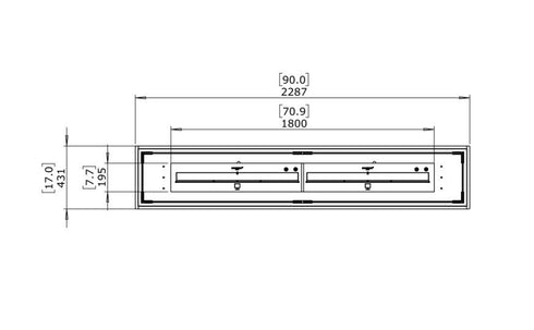 Ecosmart Fire Linear 90 Fire Pit Kit - Black Finish / Stainless Steel Burner - ESF.B.FPK.L.90.I