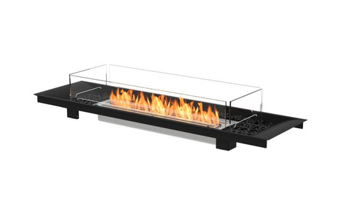 Ecosmart Fire Linear Curved 65 Fire Pit Kit - Black Finish / Stainless Steel Burner - ESF.B.FPK.LC.65.I