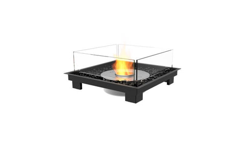 Ecosmart Fire Square 22 Fire Pit Kit - Black Finish / Stainless Steel Burner - ESF.B.FPK.S.22.I