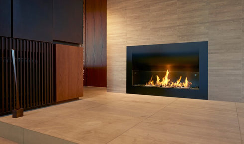 Ecosmart Fire Firebox 1100CV Curved Fireplace Insert - Black Finish / Stainless Steel Burner - ESF.F.1100CV