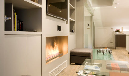 Ecosmart Fire Flex 50SS Single Sided Fireplace Insert - Black Finish / Stainless Steel Burner - ESF.FX.50SS