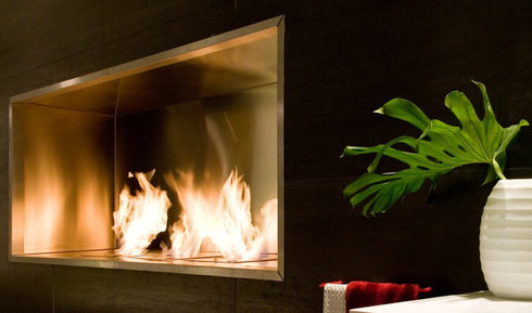 Ecosmart Fire Flex 68SS Single Sided Fireplace Insert - Black Finish / Stainless Steel Burner - ESF.FX.68SS