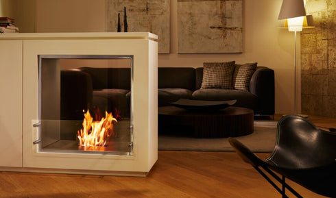 Ecosmart Fire Flex 32DB Double Sided Fireplace Insert - Black Finish / Stainless Steel Burner - ESF.FX.32DB