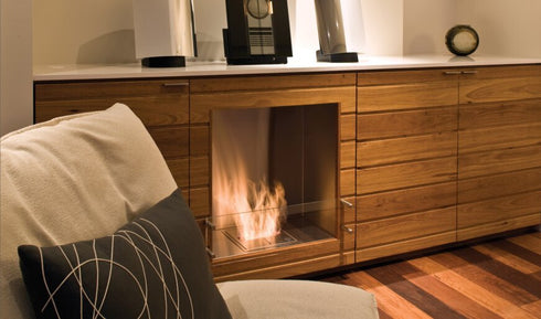 Ecosmart Fire Flex 32SS Single Sided Fireplace Insert - Black Finish / Stainless Steel Burner - ESF.FX.32SS