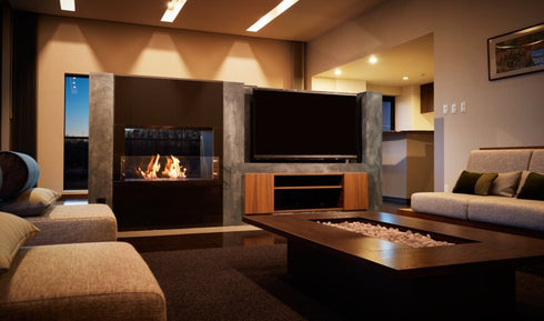 Ecosmart Fire Flex 32DB Double Sided Fireplace Insert - Black Finish / Stainless Steel Burner - ESF.FX.32DB
