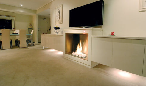 Ecosmart Fire Flex 32SS Single Sided Fireplace Insert - Black Finish / Stainless Steel Burner - ESF.FX.32SS