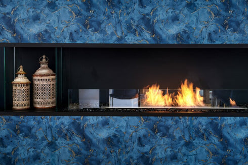 Ecosmart Fire Flex 140BY.BXL Bay Fireplace Insert - Black Finish / Stainless Steel Burner - ESF.FX.140BY.BXL