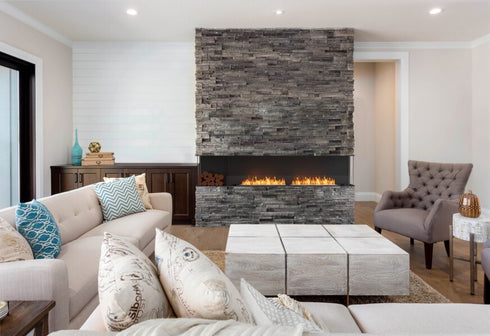 Ecosmart Fire Flex 122BY Bay Fireplace Insert - Black Finish / Stainless Steel Burner - ESF.FX.122BY