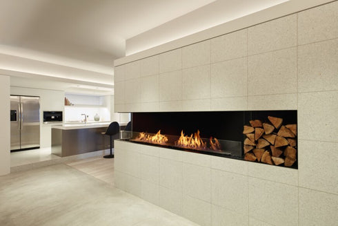 Ecosmart Fire Flex 140LC.BXR Left Corner Fireplace Insert - Black Finish / Stainless Steel Burner - ESF.FX.140LC.BXR