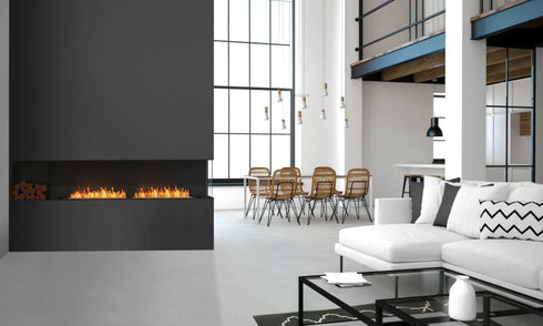Ecosmart Fire Flex 158RC.BX2 Right Corner Fireplace Insert - Black Finish / Black Burner - ESF.FX.158RC.BX2.B