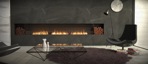 Ecosmart Fire Flex 104SS Single Sided Fireplace Insert - Black Finish / Stainless Steel Burner - ESF.FX.104SS