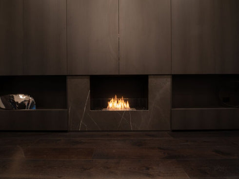 Ecosmart Fire Flex 50SS Single Sided Fireplace Insert - Black Finish / Stainless Steel Burner - ESF.FX.50SS
