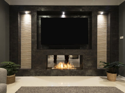 Ecosmart Fire Flex 68SS.BXL Single Sided Fireplace Insert - Black Finish / Black Burner - ESF.FX.68SS.BXL.B