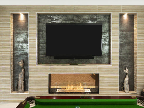 Ecosmart Fire Flex 68SS.BXL Single Sided Fireplace Insert - Black Finish / Stainless Steel Burner - ESF.FX.68SS.BXL