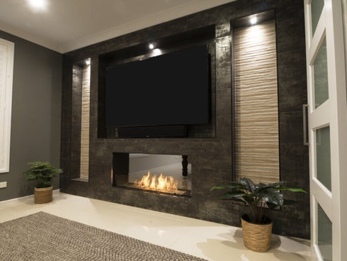 Ecosmart Fire Flex 50DB Double Sided Fireplace Insert - Black Finish / Stainless Steel Burner - ESF.FX.50DB