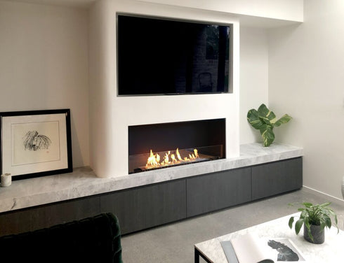 Ecosmart Fire Flex 158SS Single Sided Fireplace Insert - Black Finish / Stainless Steel Burner - ESF.FX.158SS