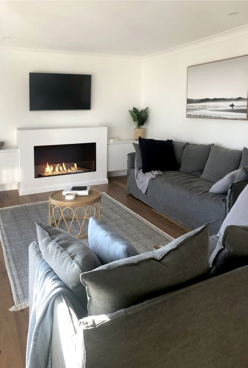Ecosmart Fire Flex 158SS Single Sided Fireplace Insert - Black Finish / Stainless Steel Burner - ESF.FX.158SS
