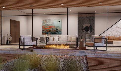 Ecosmart Fire Flex 140BN.BX1 Bench Fireplace Insert - Black Finish / Stainless Steel Burner - ESF.FX.140BN.BX1