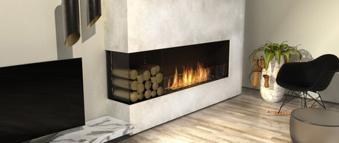 Ecosmart Fire Flex 122LC.BXR Left Corner Fireplace Insert - Black Finish / Black Burner - ESF.FX.122LC.BXR.B