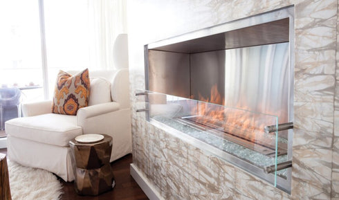 Ecosmart Fire Flex 50SS Single Sided Fireplace Insert - Black Finish / Stainless Steel Burner - ESF.FX.50SS