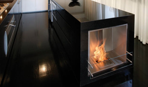 Ecosmart Fire Flex 32SS Single Sided Fireplace Insert - Black Finish / Stainless Steel Burner - ESF.FX.32SS