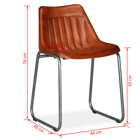 Swen Studio - Dining Chairs 6 pcs Brown Real Leather