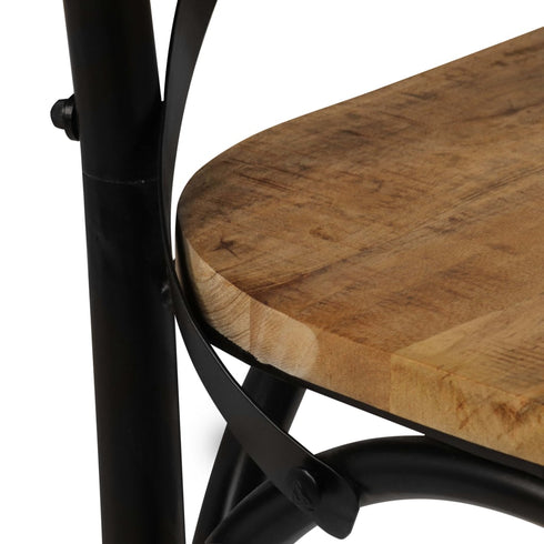 Swen Studio - Cross Chairs 6 pcs Black Solid Mango Wood