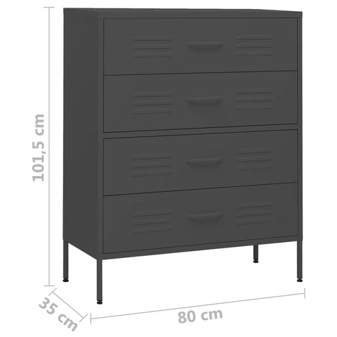 Lady Jillian - Chest of Drawers Anthracite 80x35x101,5 cm Steel
