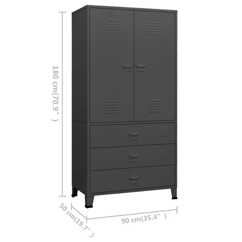 Lady Jillian - Industrial Wardrobe Anthracite 90x50x180 cm Metal