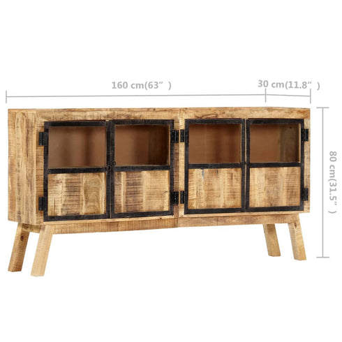 Rustika Rowe - Sideboard Brown and Black 160x30x80 cm Solid Rough Mango Wood
