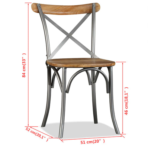 Swen Studio - Dining Chairs 4 pcs Solid Mango Wood and Steel Cross Back