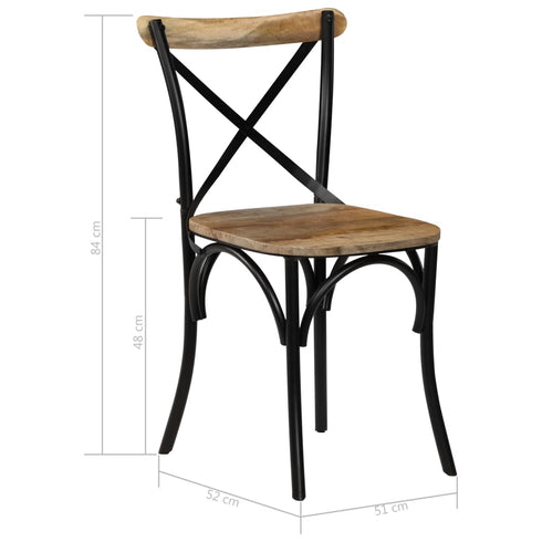 Swen Studio - Cross Chairs 6 pcs Black Solid Mango Wood