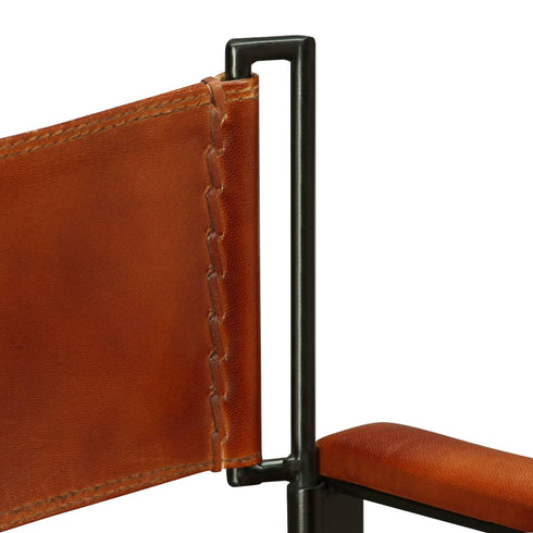 Swen Studio - Folding Chairs 2 pcs Black and Brown Real Leather