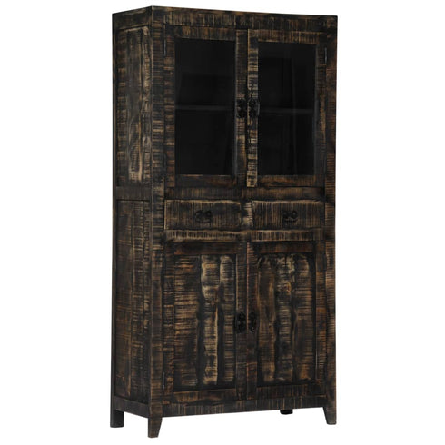 Rustika Rowe - Highboard Black 90x40x180 cm Solid Mango Wood