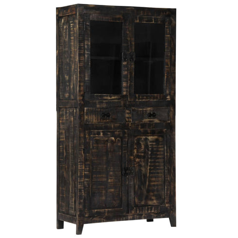 Rustika Rowe - Highboard Black 90x40x180 cm Solid Mango Wood