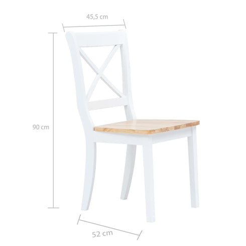 Maison Madeleine - 5 Piece Dining Set Solid Rubber Wood White and Brown