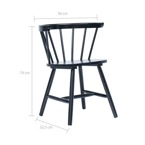 Maison Madeleine - 5 Piece Dining Set Solid Rubber Wood Black