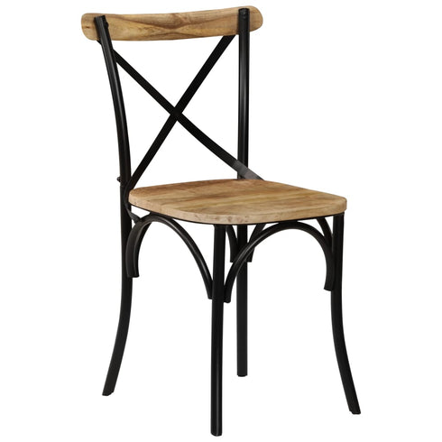 Swen Studio - Cross Chairs 4 pcs Black Solid Mango Wood